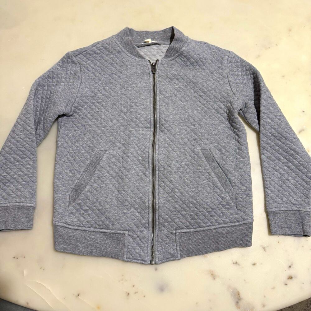 Eileen Fisher Women’s Petites PP Gray Quilted Full Zip Mock Neck Sweatshirt